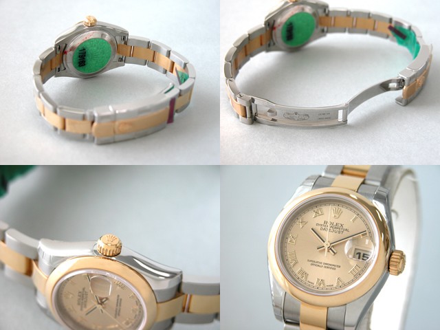 ロレックススーパーコピー ROLEX パーペチュアル デイトジャスト レディース 179163 オイスターブレス シャンパンローマ