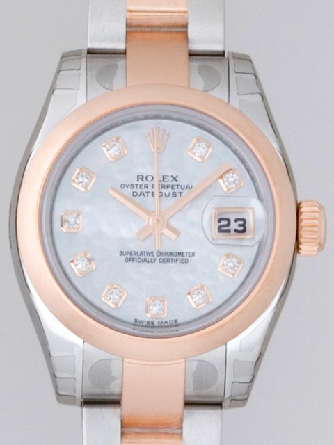 ロレックススーパーコピー ROLEX パーペチュアル デイトジャスト レディース 179161NG オイスターブレス ホワイトシェル