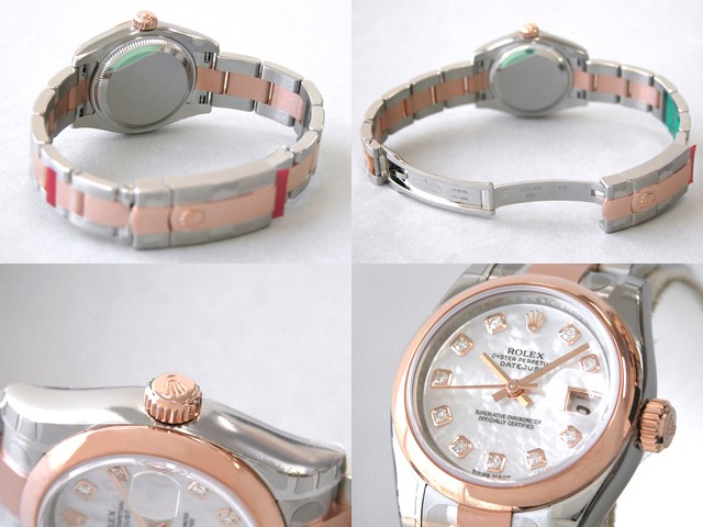 ロレックススーパーコピー ROLEX パーペチュアル デイトジャスト レディース 179161NG オイスターブレス ホワイトシェル
