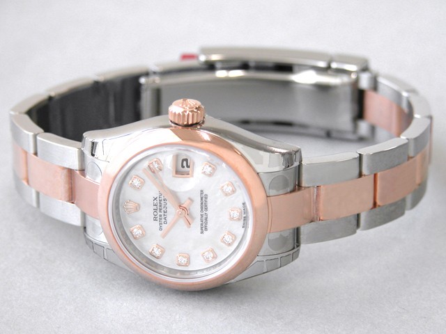 ロレックススーパーコピー ROLEX パーペチュアル デイトジャスト レディース 179161NG オイスターブレス ホワイトシェル