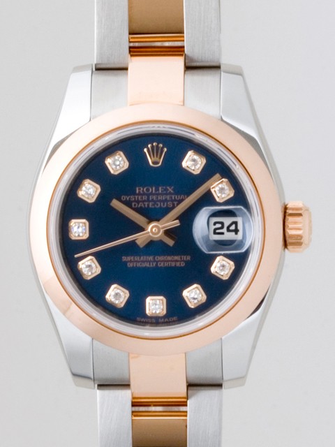 ロレックススーパーコピー ROLEX パーペチュアル デイトジャスト レディース 179161G オイスターブレス ブルー