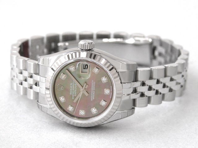 ロレックススーパーコピー ROLEX パーペチュアル デイトジャスト レディース 179174NG ブラックシェル