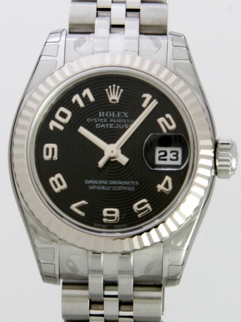 ロレックススーパーコピー ROLEX パーペチュアル デイトジャスト レディース 179174 ブラックコンセントリックアラビア