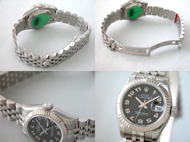 ロレックススーパーコピー ROLEX パーペチュアル デイトジャスト レディース 179174 ブラックコンセントリックアラビア