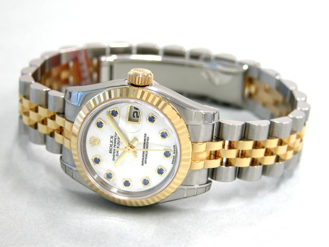 ロレックススーパーコピー ROLEX パーペチュアル デイトジャスト レディース 179173NGS 10Pサファイヤ ホワイトシェル