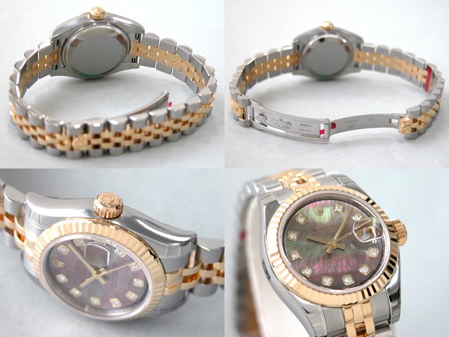 ロレックススーパーコピー ROLEX パーペチュアル デイトジャスト レディース 179173NG ブラックシェル