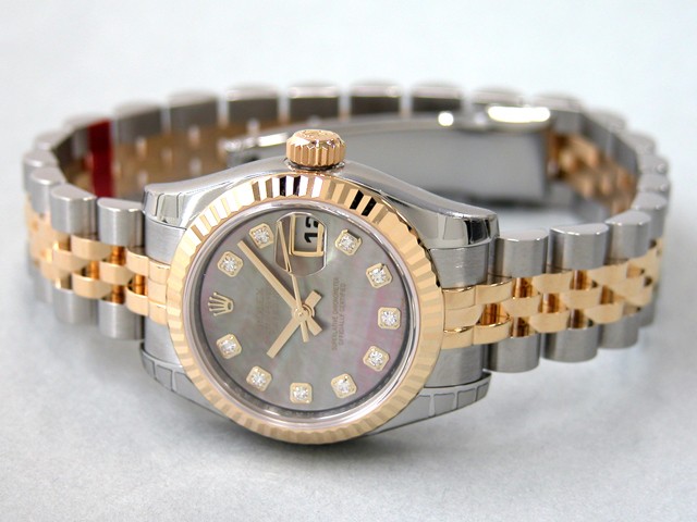 ロレックススーパーコピー ROLEX パーペチュアル デイトジャスト レディース 179173NG ブラックシェル