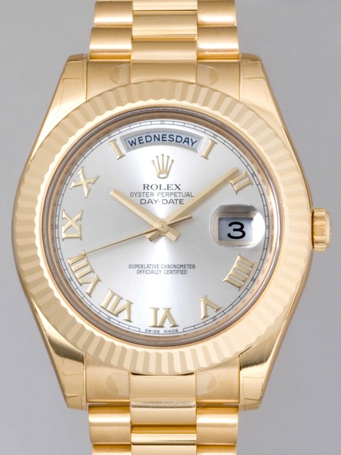 ロレックススーパーコピー ROLEX デイデイトII 218238 プレジデントブレス シルバーローマ