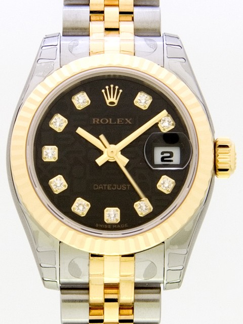 ロレックススーパーコピー ROLEX パーペチュアル デイトジャスト レディース 179173J ブラックコンピューター