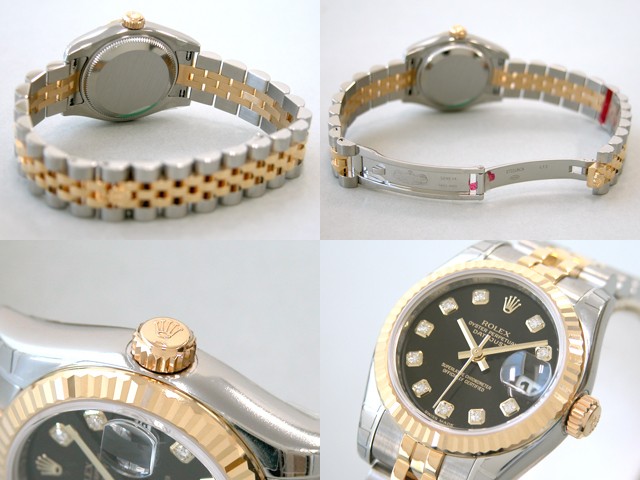 ロレックススーパーコピー ROLEX パーペチュアル デイトジャスト レディース 179173G ブラック