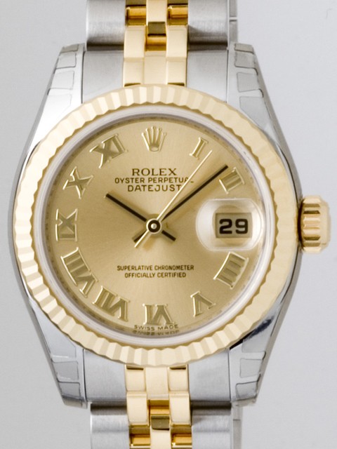 ロレックススーパーコピー ROLEX パーペチュアル デイトジャスト レディース 179173 シャンパンローマ
