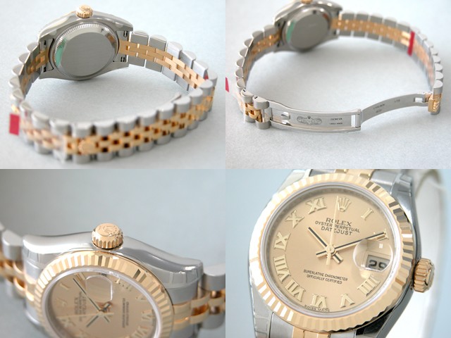 ロレックススーパーコピー ROLEX パーペチュアル デイトジャスト レディース 179173 シャンパンローマ