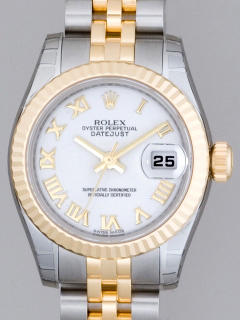 ロレックススーパーコピー ROLEX パーペチュアル デイトジャスト レディース 179173 ホワイトローマ