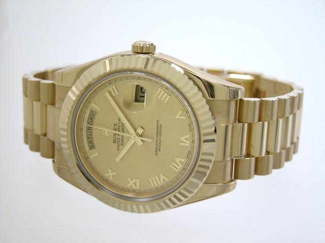 ロレックススーパーコピー ROLEX デイデイトII 218238 プレジデントブレス シャンパンローマ