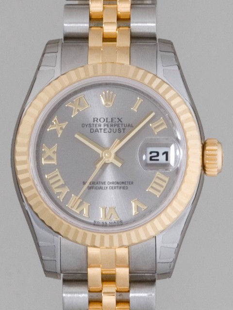 ロレックススーパーコピー ROLEX パーペチュアル デイトジャスト レディース 179173 グレーローマ