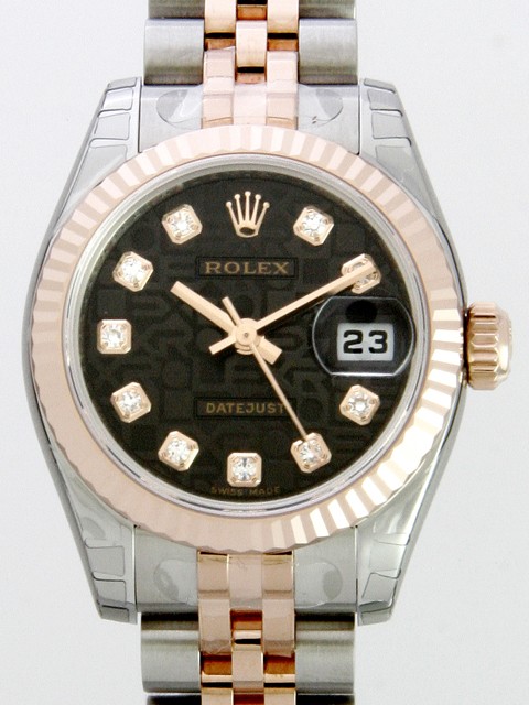 ロレックススーパーコピー ROLEX パーペチュアル デイトジャスト レディース 179171J ブラックコンピューター