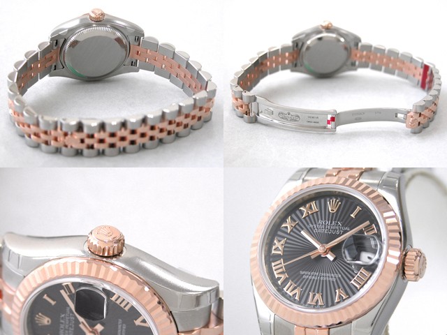 ロレックススーパーコピー ROLEX パーペチュアル デイトジャスト レディース 179171 ブラックサンビームローマ