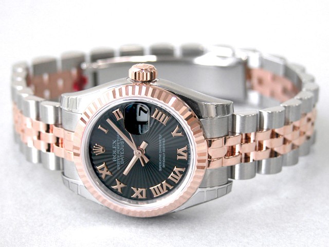 ロレックススーパーコピー ROLEX パーペチュアル デイトジャスト レディース 179171 ブラックサンビームローマ