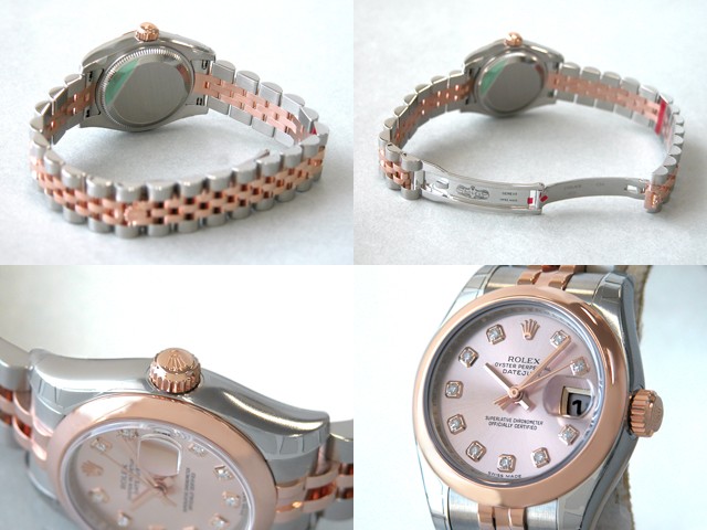 ロレックススーパーコピー ROLEX パーペチュアル デイトジャスト レディース 179161G ジュビリーブレス ピンク