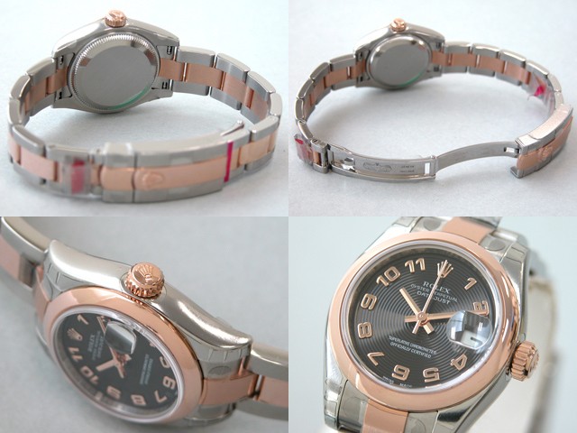 ロレックススーパーコピー ROLEX パーペチュアル デイトジャスト レディース 179161 オイスターブレス ブラックコンセットアラビア