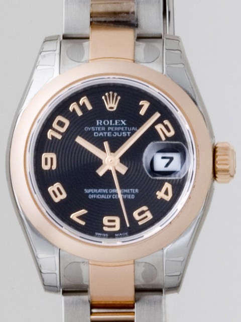 ロレックススーパーコピー ROLEX パーペチュアル デイトジャスト レディース 179161 オイスターブレス ブラックコンセットアラビア