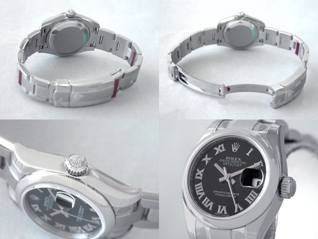 ロレックススーパーコピー ROLEX パーペチュアル デイトジャスト レディース 179160 オイスターブレス ブラックローマ