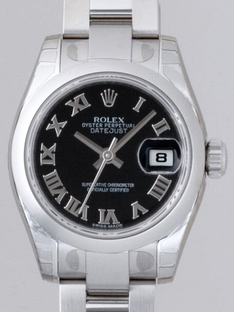 ロレックススーパーコピー ROLEX パーペチュアル デイトジャスト レディース 179160 オイスターブレス ブラックローマ