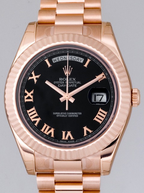 ロレックススーパーコピー ROLEX デイデイトII 218235 プレジデントブレス ブラックローマ