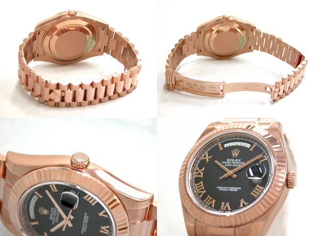 ロレックススーパーコピー ROLEX デイデイトII 218235 プレジデントブレス ブラックローマ