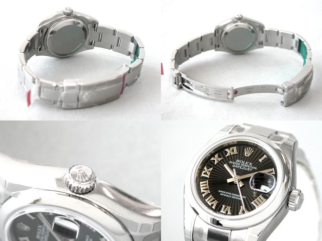 ロレックススーパーコピー ROLEX パーペチュアル デイトジャスト レディース 179160 オイスターブレス ブラックサンビームローマ