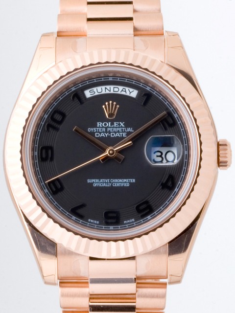 ロレックススーパーコピー ROLEX デイデイトII 218235 プレジデントブレス ブラックアラビア