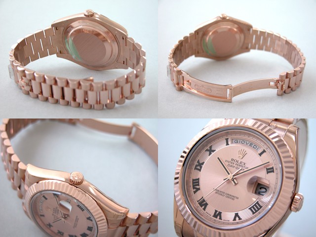 ロレックススーパーコピー ROLEX デイデイトII 218235 プレジデントブレス ピンク ブラックローマ