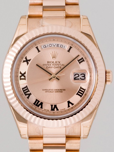 ロレックススーパーコピー ROLEX デイデイトII 218235 プレジデントブレス ピンク ブラックローマ