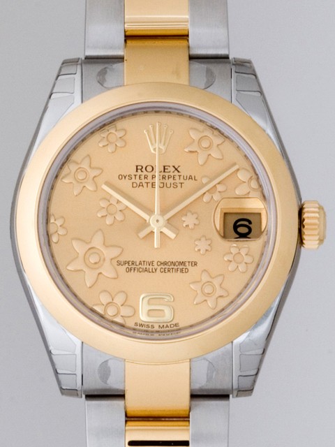 ロレックススーパーコピー ROLEX パーペチュアル デイトジャスト ボーイズ 178243 オイスターブレス シャンパンフラワー