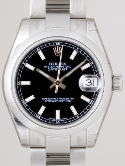ロレックススーパーコピー ROLEX パーペチュアル デイトジャスト ボーイズ 178240 オイスターブレス ブラック/ホワイトバー