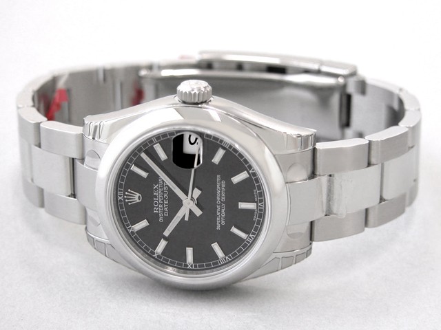 ロレックススーパーコピー ROLEX パーペチュアル デイトジャスト ボーイズ 178240 オイスターブレス ブラック/ホワイトバー