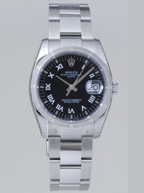 ロレックススーパーコピー ROLEX パーペチュアル デイト 115210 ブラックプリントローマ