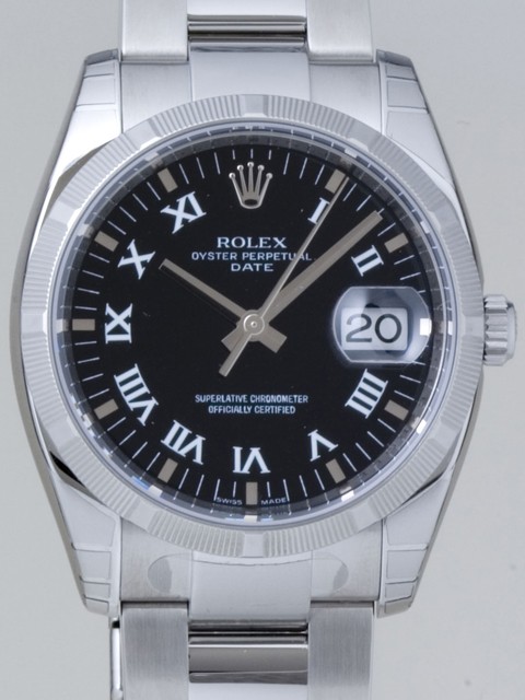 ロレックススーパーコピー ROLEX パーペチュアル デイト 115210 ブラックプリントローマ