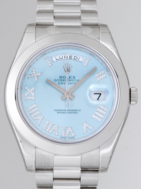 ロレックススーパーコピー ROLEX デイデイトII 218206 CR VI プレジデントブレス アイスブルーダイヤローマ