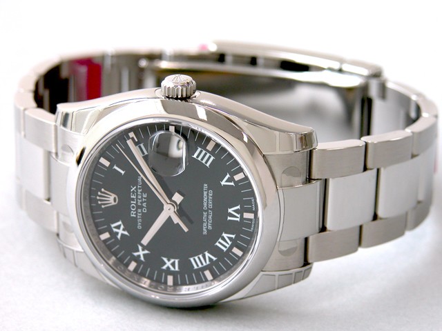 ロレックススーパーコピー ROLEX パーペチュアル デイト 115200 ブラックプリントローマ