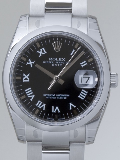 ロレックススーパーコピー ROLEX パーペチュアル デイト 115200 ブラックプリントローマ