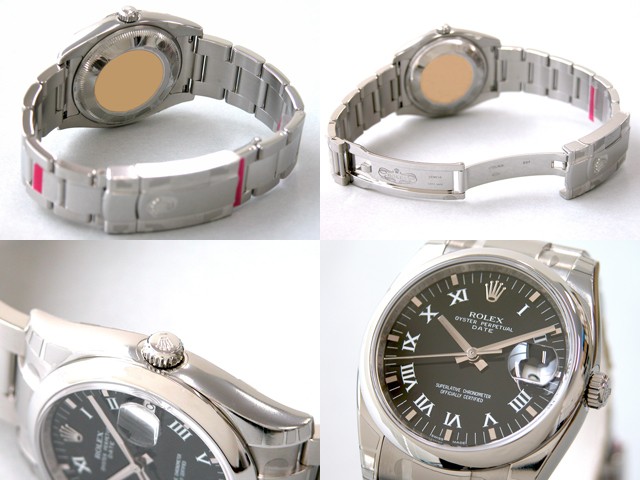ロレックススーパーコピー ROLEX パーペチュアル デイト 115200 ブラックプリントローマ