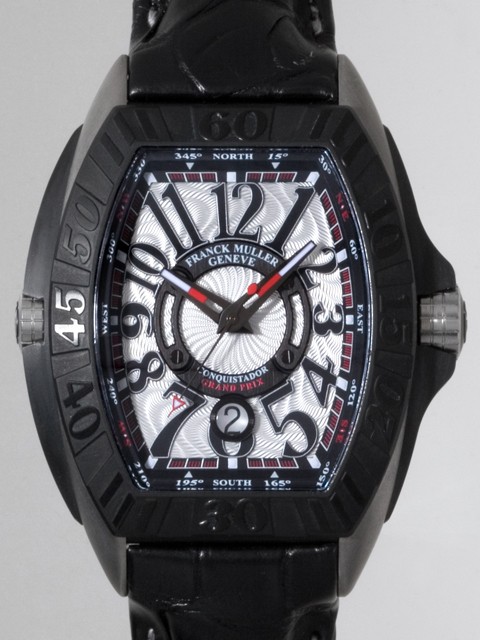 フランク・ミュラースーパーコピー コンキスタドール グランプリ 8900SC GP TI ブラック皮 シルバー/ブラックアラビア