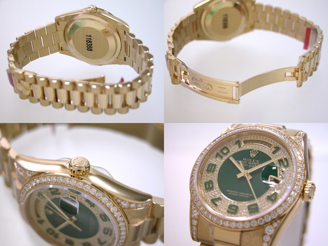 ロレックススーパーコピー ROLEX デイデイト 118388DPA プレジデントブレス グリーンアラビア
