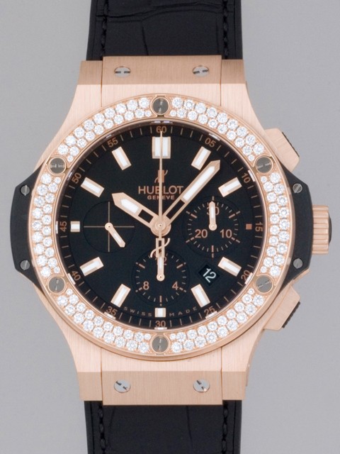 ウブロスーパーコピー ビッグバン エボリューション 301.PX.1180.GR.1104 ダイヤベゼル ブラックラバー ブラック