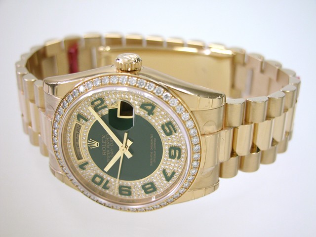 ロレックススーパーコピー ROLEX デイデイト 118348 プレジデントブレス グリーンアラビア