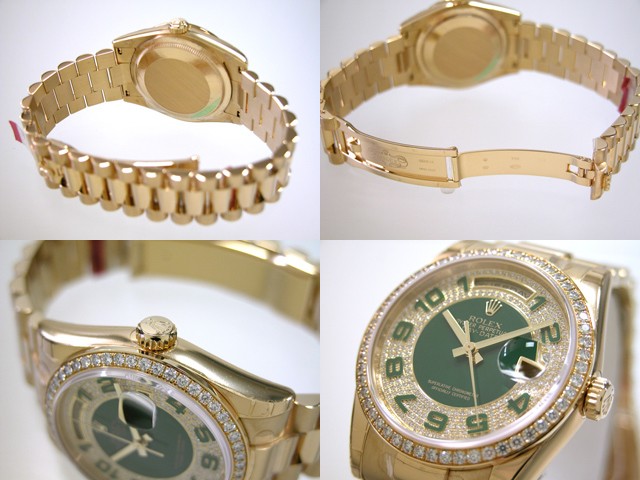 ロレックススーパーコピー ROLEX デイデイト 118348 プレジデントブレス グリーンアラビア