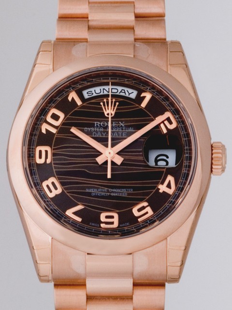ロレックススーパーコピー ROLEX デイデイト 118205F プレジデントブレス ブラウンウェーブアラビア
