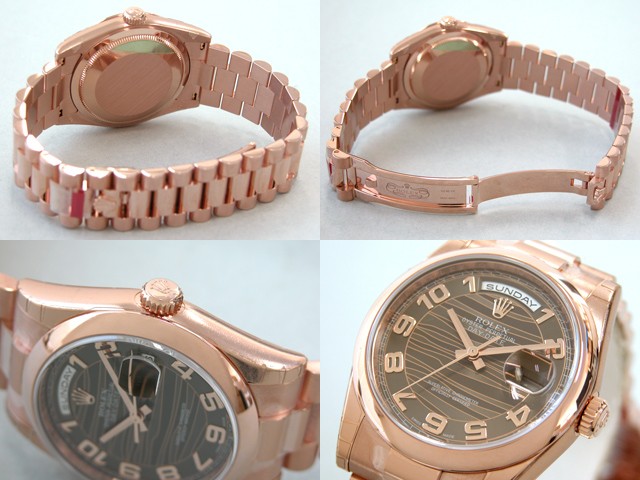 ロレックススーパーコピー ROLEX デイデイト 118205F プレジデントブレス ブラウンウェーブアラビア