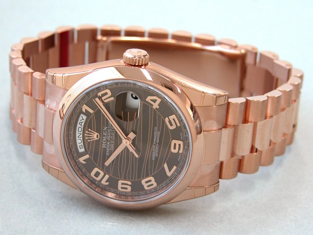 ロレックススーパーコピー ROLEX デイデイト 118205F プレジデントブレス ブラウンウェーブアラビア